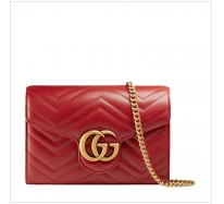GUCCI/古馳 19春夏 GG Marmont系列 女士牛皮雙G標(biāo)識(shí)時(shí)