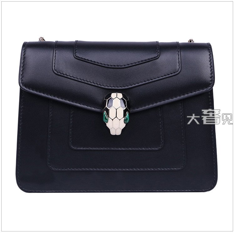 BULGARI/寶格麗 女士黑色小牛皮鏈條單肩斜挎包